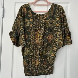 Karma Highway Boho Paisley‎ Open Back Tassel Tie Top Festival Indie Gypsy NWOT